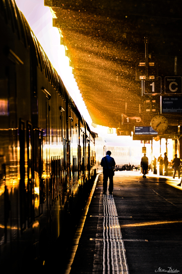 Light Streaks at Lausanne's Train Station