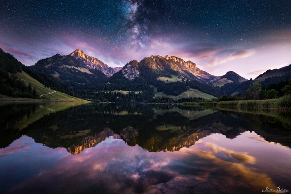 Milky Way Reflections in the Swiss Pre-Alps at Schwarzsee